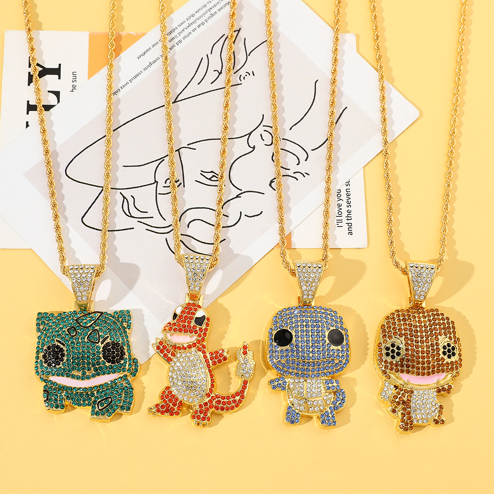 Men Accessories Jewelry - Diamond Studded Squirtle Necklace Fashion Trend