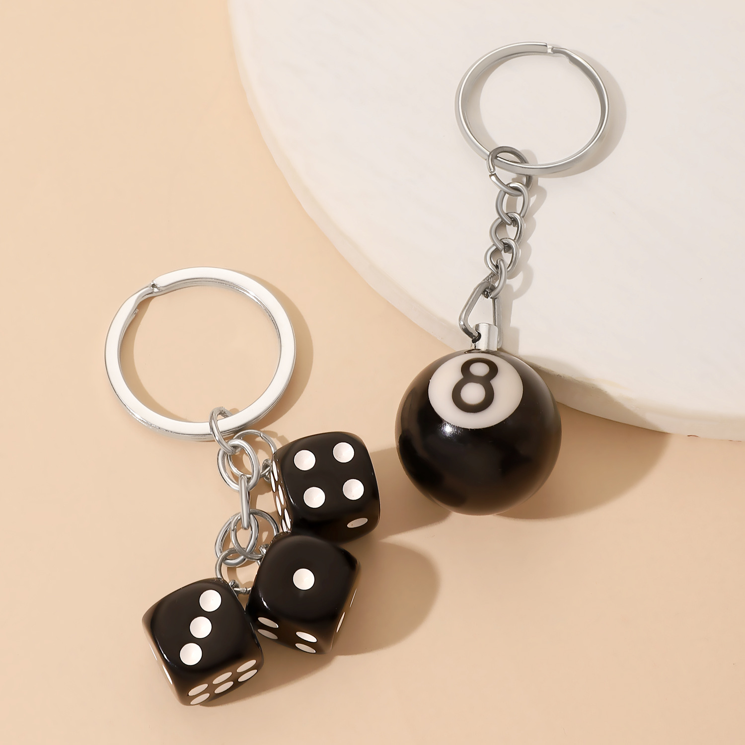 Men'S Accessories Chain - Mini Billiard Keychain Lucky Black Snooker