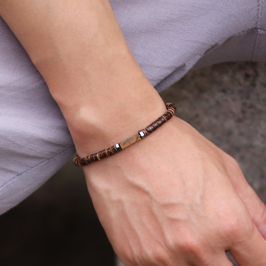 Men Retro 5mm Natural Coconut  - مراجعة Men Accessories Amazon وسعره